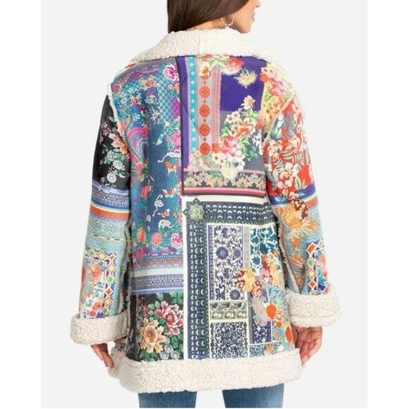 Johnny Was Anna Open Front Faux Fur Lined Jacket In Multi XS - Picture 2 of 6
